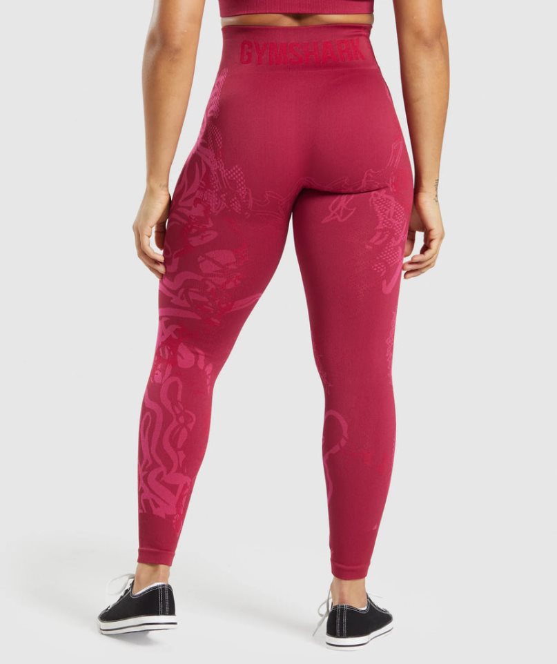 Women's Gymshark Wtflex Seamless Leggings Fuchsia | CA A167D8